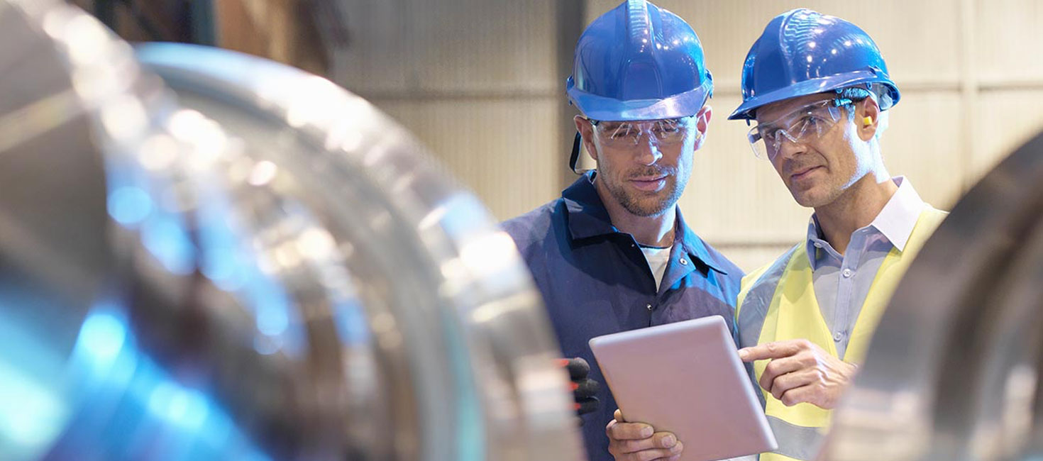 Nuclear power plant engineers on the job