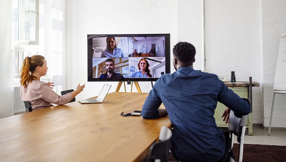 Employees working in a distributed workforce